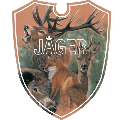Autoschild-Jaeger-braun